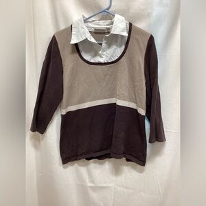 Brown and White Layered Shirt